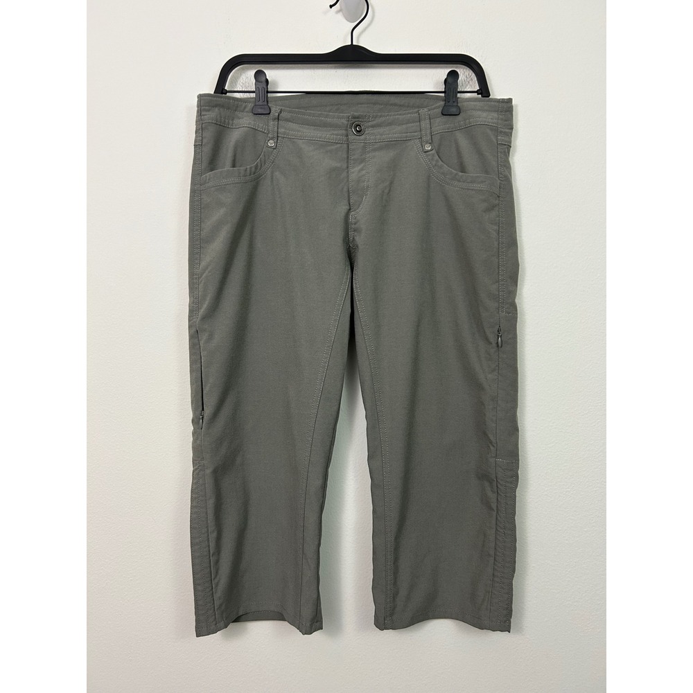 Kuhl Women's Size 12 Sage Green Gray Hiking Travel Crop Capri Pants Stretch